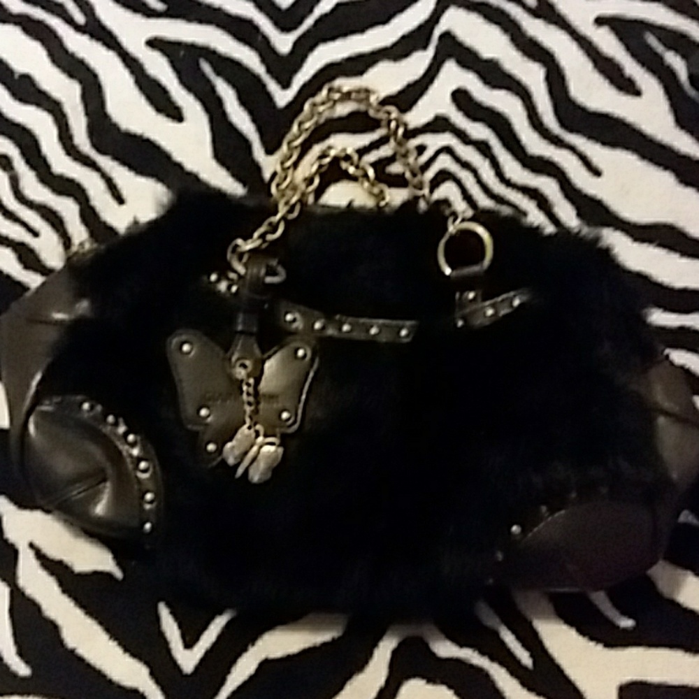 Gianni bini real blk fur purse